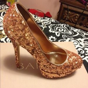 SEQUIN GOLD BAKER HEELS