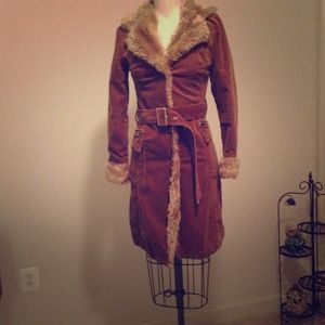 Corduroy furry coat
