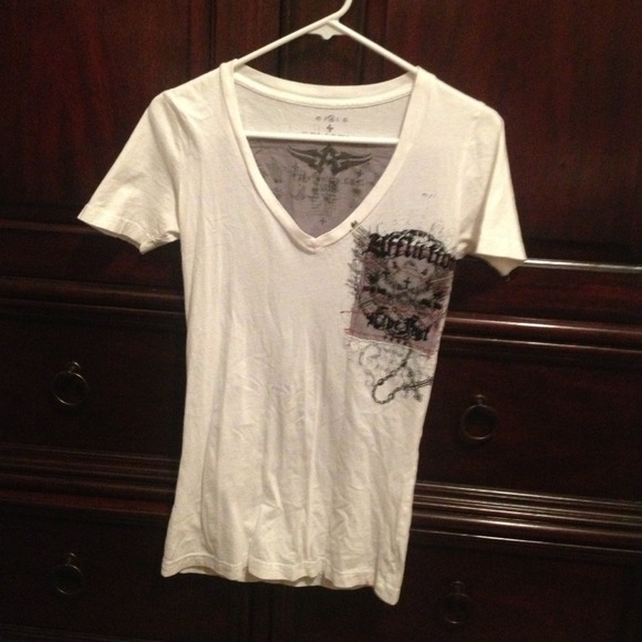 White affliction v-neck tee