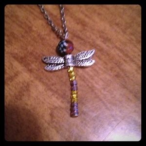 Hand beaded dragonfly necklace