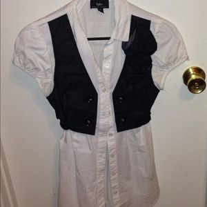 white collared shirt w attached vest
