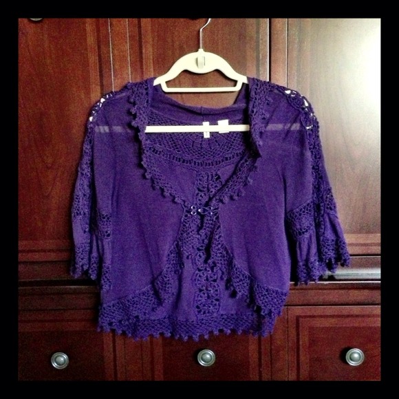 Anthropologie - Pretty purple lace bolero