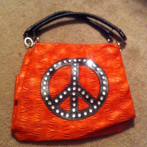 Brand new orange peace purse