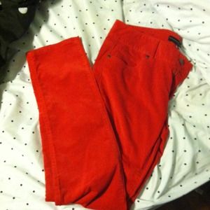 Red corduroy skinny jeans from banana republic.