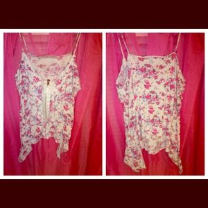 Floral zip up tank top . ~