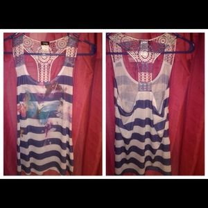 Lace & flower/pattern tank top.