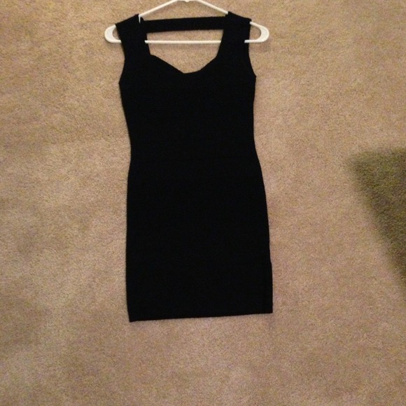 Black bodycon dress with criss cross back
