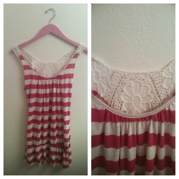 Comfy pink and cream striped tank