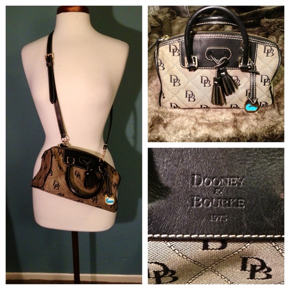 Dooney & Bourke Black Gray Signature Speedy