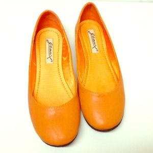 Orange round toe flats!