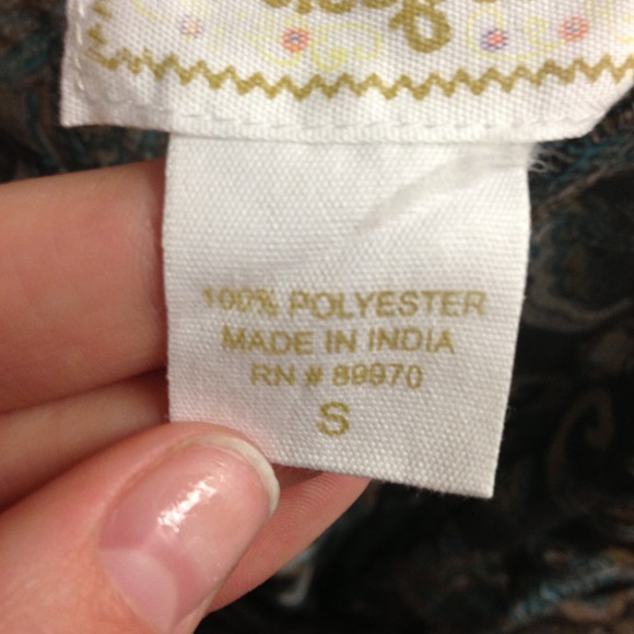 Brown, Turquoise & White Tie Blouse - Picture 2 of 2