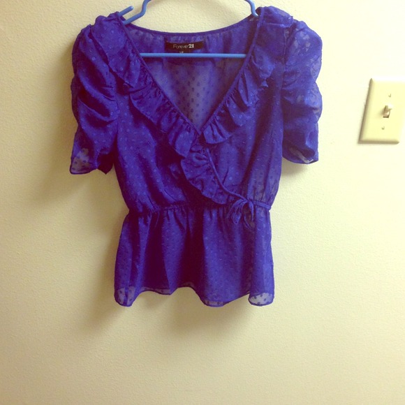 Indigo Blue Chiffon Blouse - Picture 1 of 1