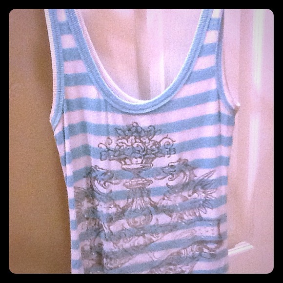 **Reserved**Bebe tank top light blue and white