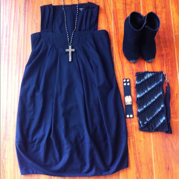 urban gothic black cotton balloon dress Pockets M
