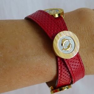Red Leather SEAH Astrological Wrap Bracelet