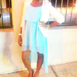 Minty blue/green hi low dress