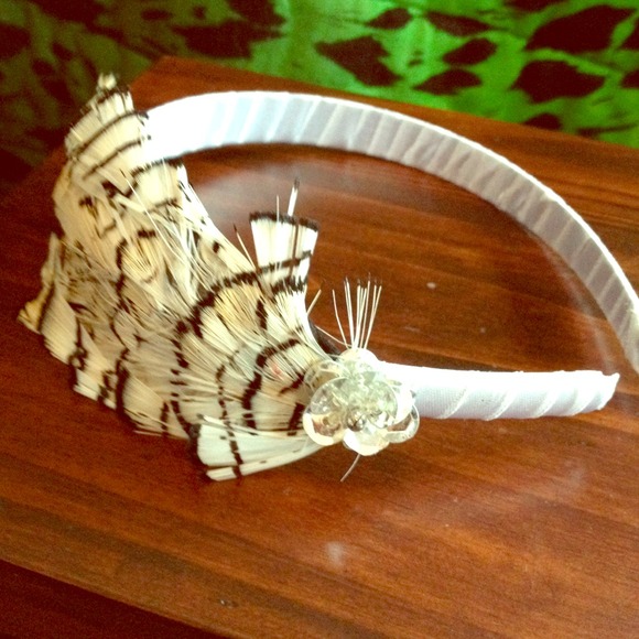 -SOLD-White feather headband