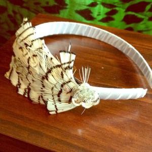 -SOLD-White feather headband