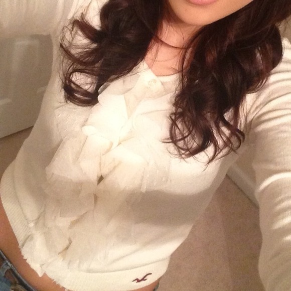 Hollister Sweater Cardigan XS Cream & Red