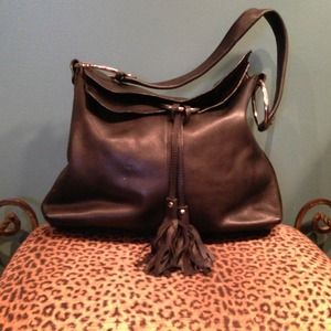 Alfani black leather shoulder bag. Like new.