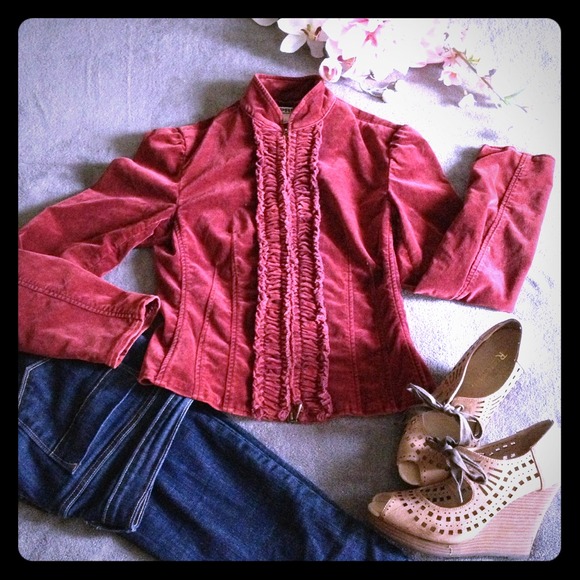 Vintage style maroon velvet jacket