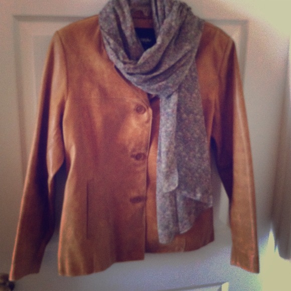 Camel colored leather jacket