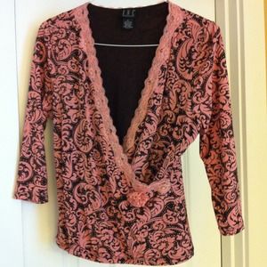 Pink and brown INC top