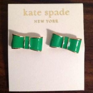Green Kate Spade Bow Earrings