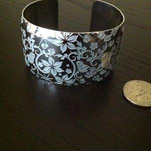 Etched silver/steel cuff bracelet