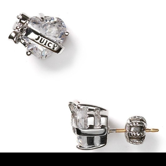 Authentic Juicy Couture CZ heart stud earrings.