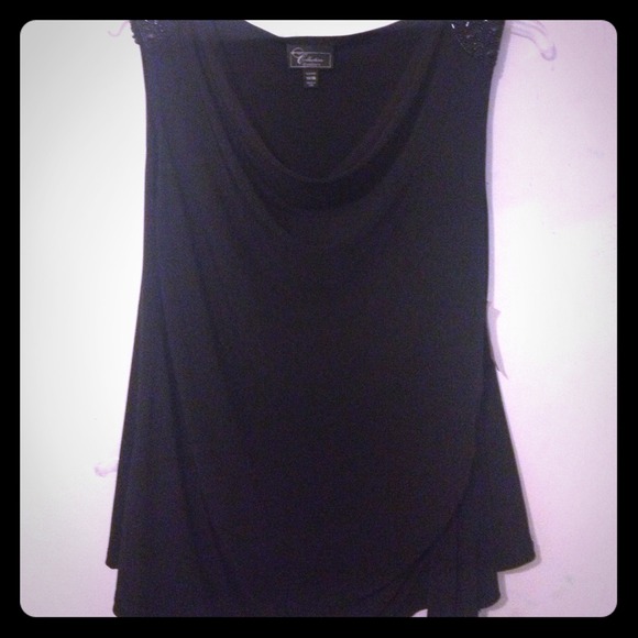Black embellished shoulder tank!