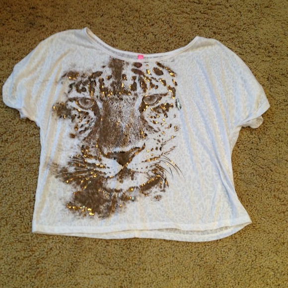 White leopard crop top XL