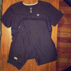 Grey with pink detail nurse scrubs!