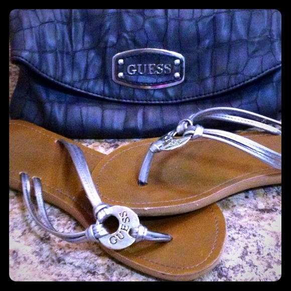 Authentic guess clutch& sandals BOTH for $12