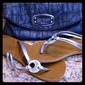 Authentic guess clutch& sandals BOTH for $12