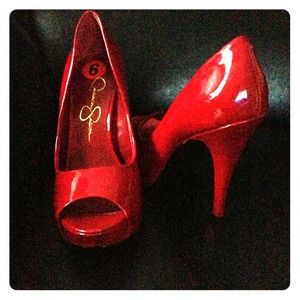 Never Worn* Jessica Simpson Red Open Toe Pumps