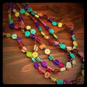 -SOLD-Three strand tribal necklace