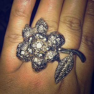 Goldstone flower ring