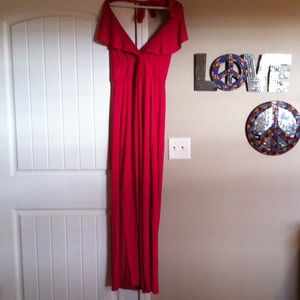 Pink, Low Cut, Maxi Dress