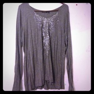 Grey sequin knit top