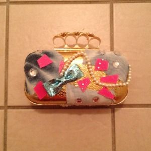 Custom handmade clutch made by pinkallurecouture