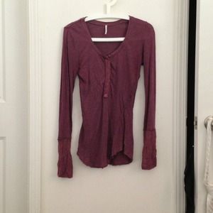 Free people wine colored long sleeve shirt
