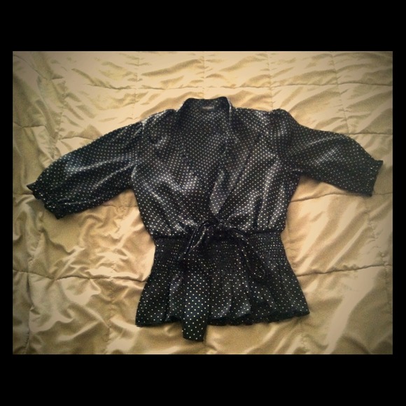 tempted Tops - Polka dot b&w blouse