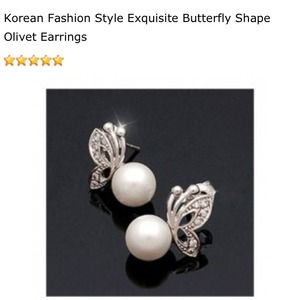 Sold! Faux pearl butterfly earrings!