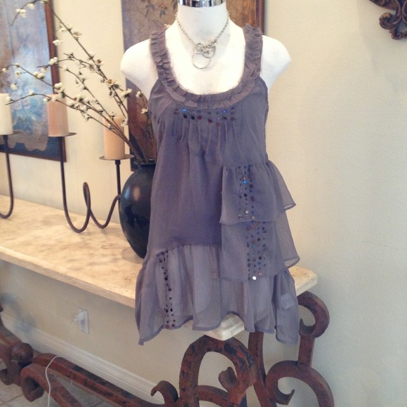 Nordstrom matty m Grey sheer blouse