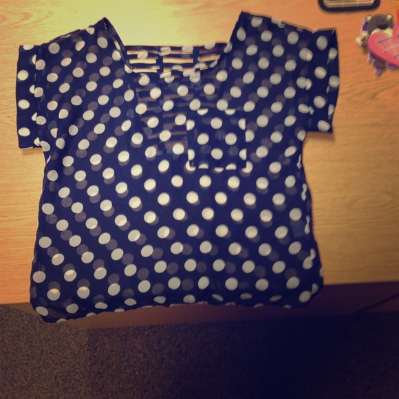Polka dot chiffon shirt with criss-cross back - Picture 1 of 4