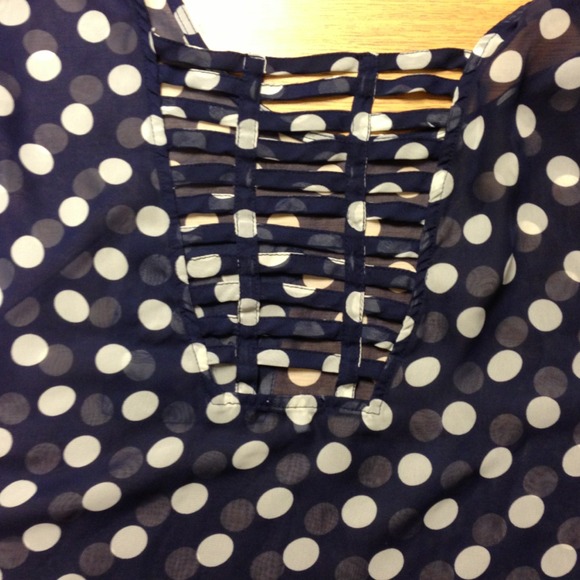 Polka dot chiffon shirt with criss-cross back - Picture 2 of 4