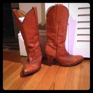Frye tan cowboy heel boots 7 *reserved*