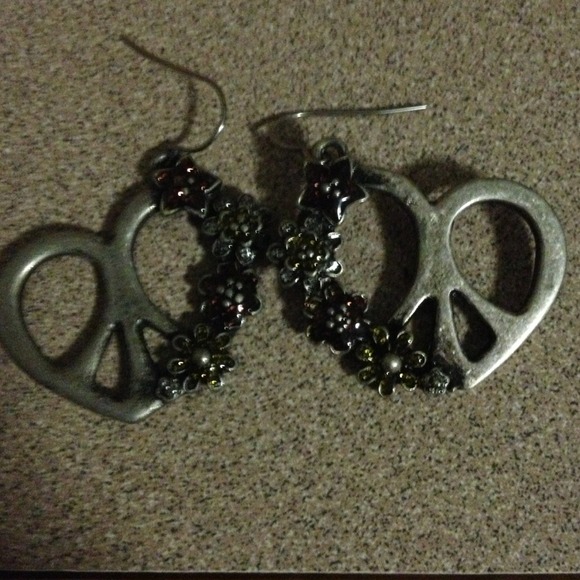 Lucky Brand Heart peace sign earrings