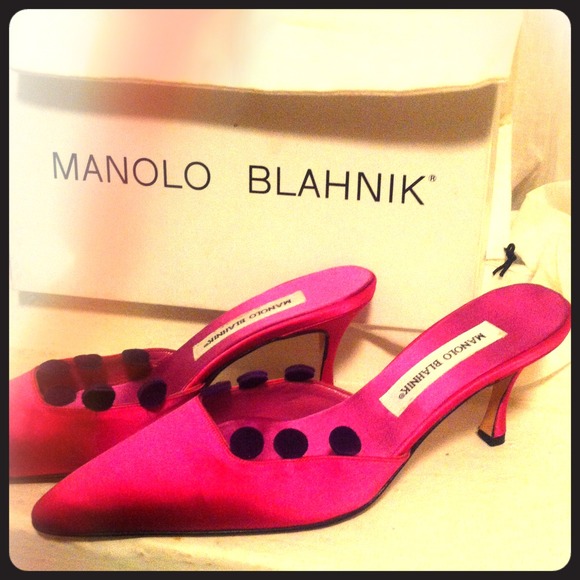 Manolis Blahnik Pink Satin Mules